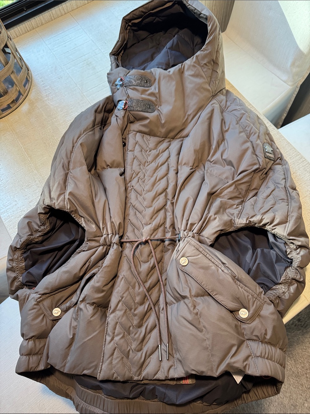 Sorel Olive/Brown Quilted Hooded Puffer Jacket